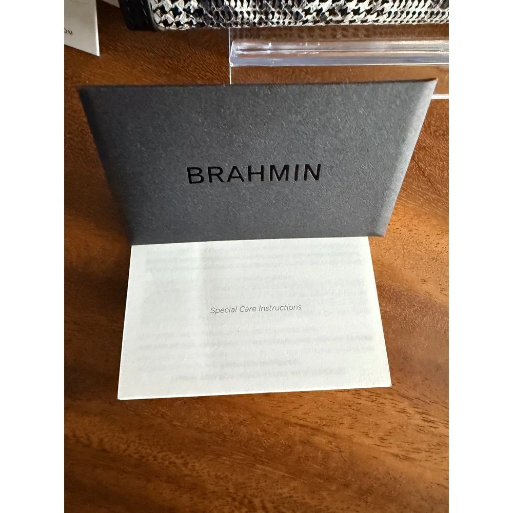 NWT $195 Brahmin Veronica Black Spark Houndstooth Snakeskin Leather Wallet